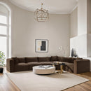  Manufacturer Color_Brown -- Shaggy 140" Brown Corduroy Performance Fabric Upholstered 6 pc Modular Sectional IMAGE 2