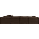  Manufacturer Color_Brown -- Shaggy 140" Brown Corduroy Performance Fabric Upholstered 6 pc Modular Sectional IMAGE 5