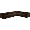  Manufacturer Color_Brown -- Shaggy 140" Brown Corduroy Performance Fabric Upholstered 6 pc Modular Sectional IMAGE 6