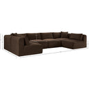  Manufacturer Color_Brown -- Shaggy 140" Brown Corduroy Performance Fabric Upholstered 6 pc Modular Sectional IMAGE 12