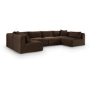  Manufacturer Color_Brown -- Shaggy 140" Brown Corduroy Performance Fabric Upholstered 6 pc Modular Sectional IMAGE 1