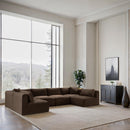  Manufacturer Color_Brown -- Shaggy 140" Brown Corduroy Performance Fabric Upholstered 6 pc Modular Sectional IMAGE 2