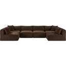  Manufacturer Color_Brown -- Shaggy 140" Brown Corduroy Performance Fabric Upholstered 6 pc Modular Sectional IMAGE 3