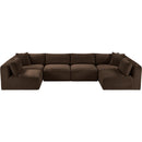  Manufacturer Color_Brown -- Shaggy 140" Brown Corduroy Performance Fabric Upholstered 6 pc Modular Sectional IMAGE 6