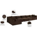  Manufacturer Color_Brown -- Shaggy 171" Brown Corduroy Performance Fabric Upholstered 6 pc Modular Sectional IMAGE 13