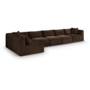  Manufacturer Color_Brown -- Shaggy 171" Brown Corduroy Performance Fabric Upholstered 6 pc Modular Sectional IMAGE 1