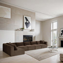  Manufacturer Color_Brown -- Shaggy 171" Brown Corduroy Performance Fabric Upholstered 6 pc Modular Sectional IMAGE 2
