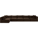  Manufacturer Color_Brown -- Shaggy 171" Brown Corduroy Performance Fabric Upholstered 6 pc Modular Sectional IMAGE 3