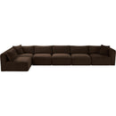  Manufacturer Color_Brown -- Shaggy 171" Brown Corduroy Performance Fabric Upholstered 6 pc Modular Sectional IMAGE 5