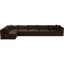 Meridian Shaggy Brown Corduroy Performance Fabric Modular Sectional IMAGE 5