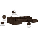  Manufacturer Color_Brown -- Shaggy 140" Brown Corduroy Performance Fabric Upholstered 6 pc Modular Sectional IMAGE 14