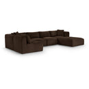  Manufacturer Color_Brown -- Shaggy 140" Brown Corduroy Performance Fabric Upholstered 6 pc Modular Sectional IMAGE 1