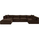  Manufacturer Color_Brown -- Shaggy 140" Brown Corduroy Performance Fabric Upholstered 6 pc Modular Sectional IMAGE 3