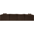  Manufacturer Color_Brown -- Shaggy 140" Brown Corduroy Performance Fabric Upholstered 6 pc Modular Sectional IMAGE 5