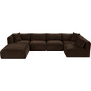 Manufacturer Color_Brown -- Shaggy 140" Brown Corduroy Performance Fabric Upholstered 6 pc Modular Sectional IMAGE 6