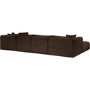  Manufacturer Color_Brown -- Shaggy 140" Brown Corduroy Performance Fabric Upholstered 6 pc Modular Sectional IMAGE 7