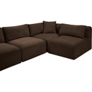  Manufacturer Color_Brown -- Shaggy 140" Brown Corduroy Performance Fabric Upholstered 6 pc Modular Sectional IMAGE 9