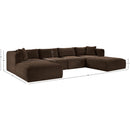 Meridian Shaggy Brown Corduroy Performance Fabric Modular Sectional IMAGE 11