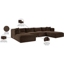  Manufacturer Color_Brown -- Shaggy 140" Brown Corduroy Performance Fabric Upholstered 6 pc Modular Sectional IMAGE 12