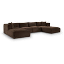  Manufacturer Color_Brown -- Shaggy 140" Brown Corduroy Performance Fabric Upholstered 6 pc Modular Sectional IMAGE 1
