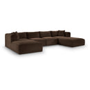 Meridian Shaggy Brown Corduroy Performance Fabric Modular Sectional IMAGE 1