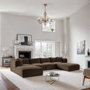  Manufacturer Color_Brown -- Shaggy 140" Brown Corduroy Performance Fabric Upholstered 6 pc Modular Sectional IMAGE 2