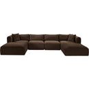  Manufacturer Color_Brown -- Shaggy 140" Brown Corduroy Performance Fabric Upholstered 6 pc Modular Sectional IMAGE 3