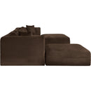  Manufacturer Color_Brown -- Shaggy 140" Brown Corduroy Performance Fabric Upholstered 6 pc Modular Sectional IMAGE 4