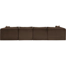  Manufacturer Color_Brown -- Shaggy 140" Brown Corduroy Performance Fabric Upholstered 6 pc Modular Sectional IMAGE 5