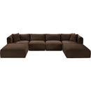  Manufacturer Color_Brown -- Shaggy 140" Brown Corduroy Performance Fabric Upholstered 6 pc Modular Sectional IMAGE 6