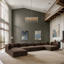  Manufacturer Color_Brown -- Shaggy 176" Brown Corduroy Performance Fabric Upholstered 6 pc Modular Sectional IMAGE 2