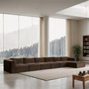  Manufacturer Color_Brown -- Shaggy 207" Brown Corduroy Performance Fabric Upholstered 6 pc Modular Sectional IMAGE 2