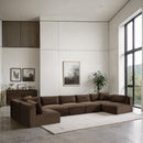 Meridian Shaggy Brown Corduroy Performance Fabric Modular Sectional IMAGE 2