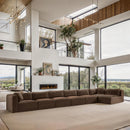  Manufacturer Color_Brown -- Shaggy 202" Brown Corduroy Performance Fabric Upholstered 7 pc Modular Sectional IMAGE 2