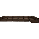  Manufacturer Color_Brown -- Shaggy 202" Brown Corduroy Performance Fabric Upholstered 7 pc Modular Sectional IMAGE 6