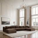  Manufacturer Color_Brown -- Shaggy 171" Brown Corduroy Performance Fabric Upholstered 7 pc Modular Sectional IMAGE 2