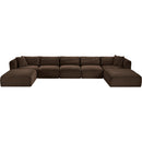  Manufacturer Color_Brown -- Shaggy 171" Brown Corduroy Performance Fabric Upholstered 7 pc Modular Sectional IMAGE 6