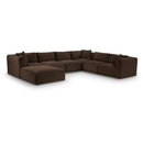 Meridian Shaggy Brown Corduroy Performance Fabric Modular Sectional IMAGE 1