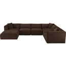  Manufacturer Color_Brown -- Shaggy 140" Brown Corduroy Performance Fabric Upholstered 7 pc Modular Sectional IMAGE 6