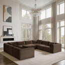  Manufacturer Color_Brown -- Shaggy 140" Brown Corduroy Performance Fabric Upholstered 8 pc Modular Sectional IMAGE 2