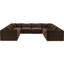  Manufacturer Color_Brown -- Shaggy 140" Brown Corduroy Performance Fabric Upholstered 8 pc Modular Sectional IMAGE 3