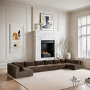  Manufacturer Color_Brown -- Shaggy 202" Brown Corduroy Performance Fabric Upholstered 8 pc Modular Sectional IMAGE 2