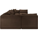  Manufacturer Color_Brown -- Shaggy 202" Brown Corduroy Performance Fabric Upholstered 8 pc Modular Sectional IMAGE 4