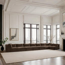  Manufacturer Color_Brown -- Shaggy 233" Brown Corduroy Performance Fabric Upholstered 8 pc Modular Sectional IMAGE 2