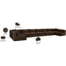  Manufacturer Color_Brown -- Shaggy 233" Brown Corduroy Performance Fabric Upholstered 9 pc Modular Sectional IMAGE 13