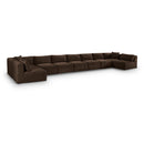 Meridian Shaggy Brown Corduroy Performance Fabric Modular Sectional IMAGE 1