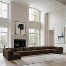  Manufacturer Color_Brown -- Shaggy 233" Brown Corduroy Performance Fabric Upholstered 9 pc Modular Sectional IMAGE 2