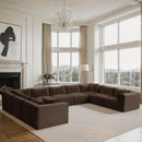  Manufacturer Color_Brown -- Shaggy 171" Brown Corduroy Performance Fabric Upholstered 9 pc Modular Sectional IMAGE 2