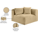 Meridian Shaggy Camel Corduroy Performance Fabric Corner Chair IMAGE 10
