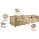  Manufacturer Color_Camel -- Shaggy 109" Camel Corduroy Performance Fabric Upholstered 3 pc Modular Sofa IMAGE 12